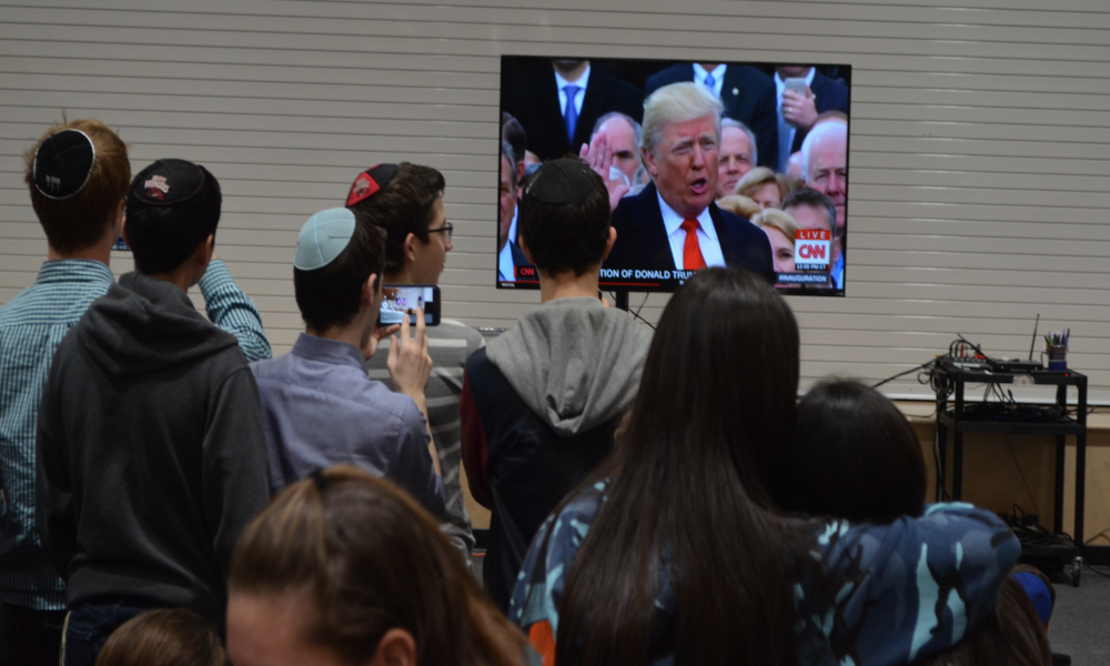 OATH: Students watched President Trump's swearing-in ceremony and inaugural address live in the gym Jan. 20.